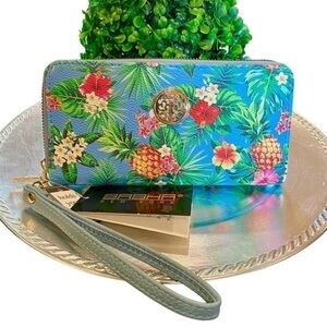 Sasha New York Tropical Pineapple Floral Wallet NWT